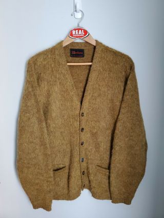 Vintage Munsingwear Mohair Cardigan Cobain Sweater Grunge Fuzzy Men 