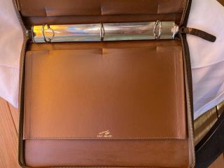 Vtg Business Office 3 Ring Zip Binder Benner Mello - Touch Leather Case 13.  5 X 11”