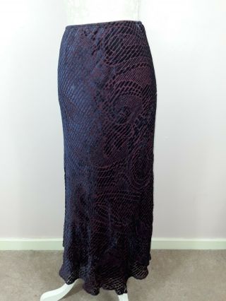 Vintage Laura Ashley Devore Velvet Purple Long Maxi Skirt Slip Uk 14