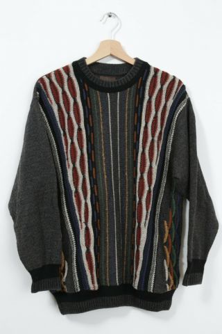 Vintage 3d Coogi Style Wool Knit Jumper