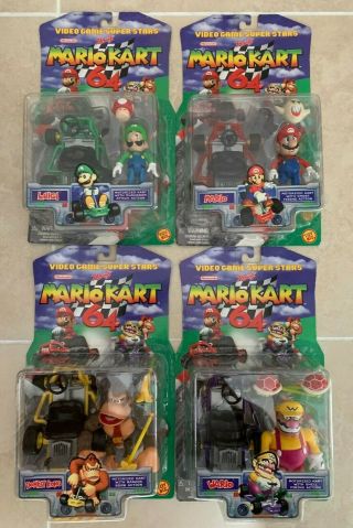 Very Rare Still Packages Mario Kart 64 Complete Set Of 4 Motorized Karts