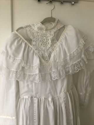 Vintage 1970s Gunne Sax White Prairie Cottagecore Bridal Dress Size 9 2