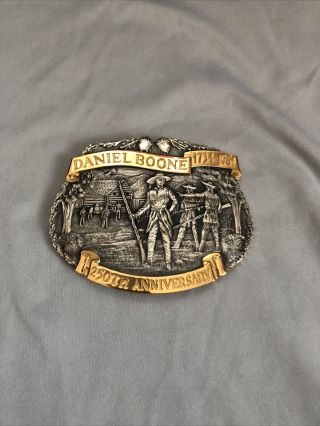 1984 Solid Sterling Silver Belt Buckle Depicting Daniel Boone Hist Providence