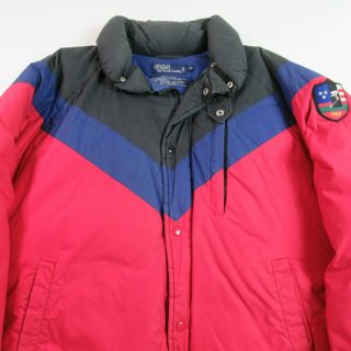 Vintage 90s Polo Ralph Lauren Down Jacket Suicide Skier Patch Color Block Xl
