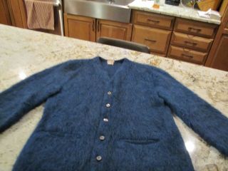 Vintage Mcgregor Powder Snow Mohair Blue Cardigan Sweater Kurt Cobain Style Wool