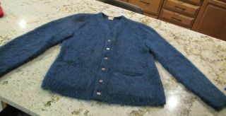 Vintage McGregor Powder Snow Mohair Blue Cardigan Sweater Kurt Cobain Style Wool 2
