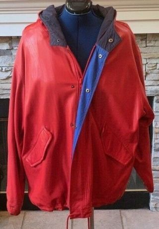 Vintage Polo Ralph Lauren Lambskin Leather Red Hooded Jacket Coat Mens/Womens L 3