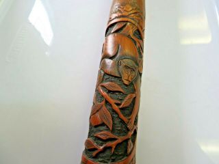 Antique Japanese Hand - Carved Bamboo Cane 1890 