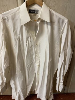 Nylonhemd Herrenhemd Dederon 42 / 43 Weiß 70er True Vintage