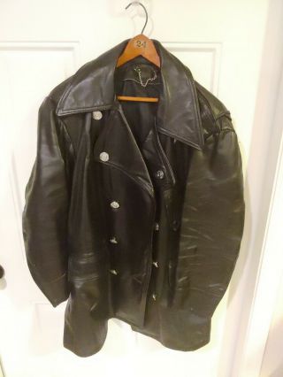 Vintage Philadelphia Police Leather Coat Mens Black Jacket