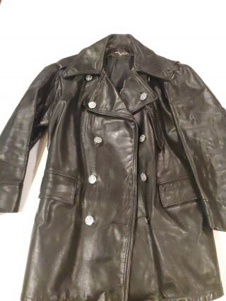 Vintage Philadelphia Police Leather Coat Mens Black Jacket 2