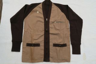 Rare 1930s 2 - Tone Zipper Pocket Dead Stock Vintage Sweater Brown/tan