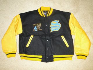 Vintage 1998 Stussy Varsity Crew Jacket 90s Hip Hop Shirt Rap Letterman Sz.  L