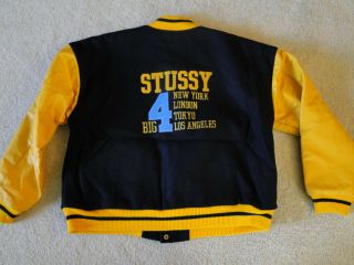 Vintage 1998 STUSSY varsity crew jacket 90s hip hop shirt rap letterman Sz.  L 5
