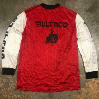 Vintage 60s 70s Team Bultaco Motorcycle Motocross Mesh Jersey Size L Usa