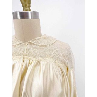 Vintage Silk Liquid Satin Edwardian Wedding Gown Lace Ruching Covered Buttons S 4