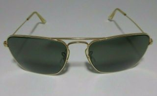 Vintage Ray Ban Caravan 52mm Bausch & Lomb Usa Aviator Gold Sunglasses