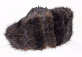 Marvelous Vintage Real Canadian Fur Beret Beanie Hat Brown