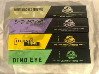 Vintage Jurassic Park Burger King The Lost World Set Of 4 Watches Mib 1997