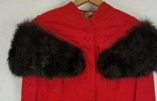 Lilli Ann PEPLUM 1940s Real Black FOX Red Silk Featherweight Blazer Jacket M L 3