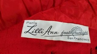 Lilli Ann PEPLUM 1940s Real Black FOX Red Silk Featherweight Blazer Jacket M L 5