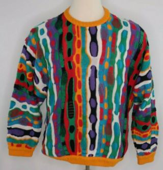 Rare 90s Vtg Coogi Australia Neon Biggie Mc Gregor Cosby Sweater Vaporwave M