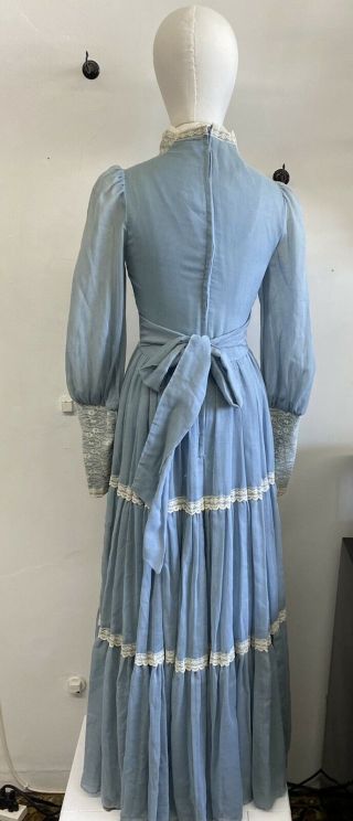 Vintage Gunne Sax Powder Blue Lace Long Maxi Dress Size 9 4