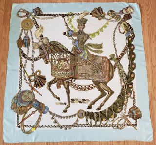 Vintage Hermes Silk Scarf " Le Timbalier " By Francoise Heron