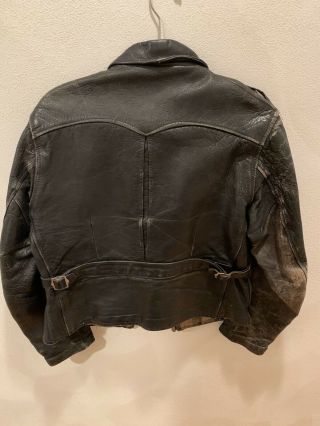 Vintage 1930’s Black Leather Motorcycle Biker Jacket Buco? Mens 42 Medium 6