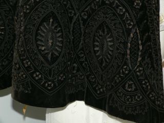 Antique 1890s Black Silk Velvet Cape with Lace Soutache and Ruffles 4