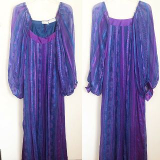 Rakshaof Hindimp Of London Silk Bergdorf Goodman Vintage Kaftan Dress Purple Blu