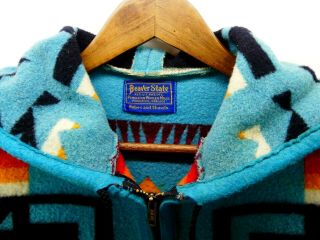 Vintage Rare Pendleton Beaver State Wool Chief Joseph Blanket Hoodie Jacket XL 2