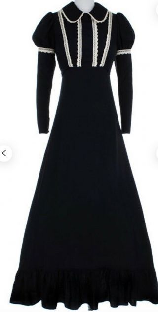 Rare Gunne Sax Maxi Empire Waist Black Label Size 11 Raven Dress
