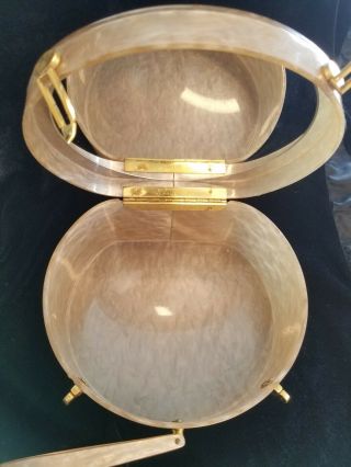 Wilardy Vintage 50s Champagne Swirl Lucite Hat Box Purse With Mirror