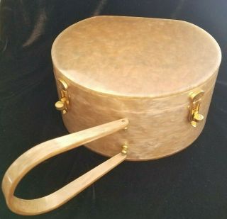 WILARDY Vintage 50s Champagne Swirl Lucite Hat Box Purse with mirror 2