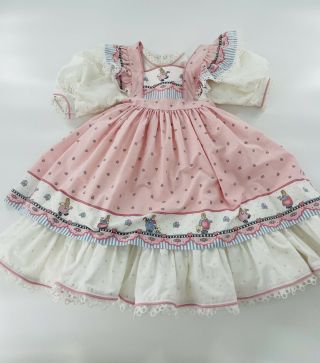 Vintage Daisy Kingdom Girl’s Easter Dress Frilly Pink Bunny Petticoat 5 - 6