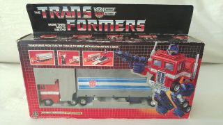 Transformers 1984 G1 Optimus Prime,  Box,  Styrofoam,  Stickers,  Nm,  Pre - Rub