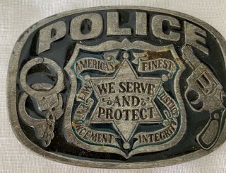 Vintage Police 1988 Belt Buckle - 1654 - We Serve & Protect