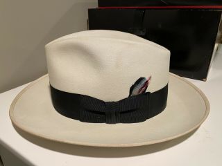 Vintage Resistol Homburg White Beaver Felt Hat W/original Box