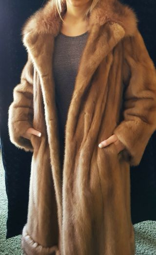 Vintage Nico Nachtegall Lijnbaan Rotterdam Mink Fox Fur Coat Long Sz Med Brown