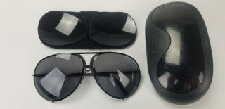 Vintage Porsche Design By Carrera Black Aviator Sunglasses 5621 90 W/ Case Lens
