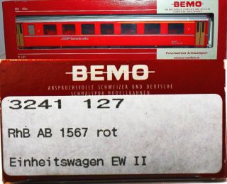 Swiss Rhb Rhaetian Bahn Ab 1567 1 & 2 Class Coach Bemo Hom N24.  19