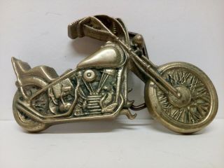 Vintage 1970s Harley Davidson Chopper Brass Belt Buckle By Baron