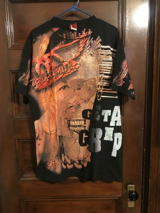 Rare Aerosmith Get A Grip All Over Print 1993 Vintage Rock Tshirt Xl 90s