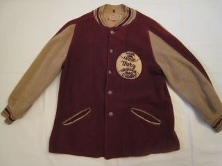 Vintage 1949 Button Up Wool Baseball Athletic Jacket Metz Beer Omaha,  Nebr Sz 44
