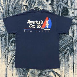 Vtg Americas Cup 1995 Shirt San Diego Graphic Tee Mens Large Distressed Yacht