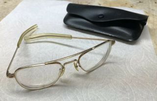 Vintage Usaf American Optical Ao 12kgf 5 1/2 Gold Frame Aviator Glasses & Case