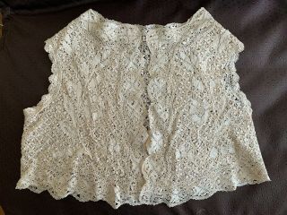 Remarkable Antique French Victorian Cream Silk Vest For Girl - Bobbin Lace