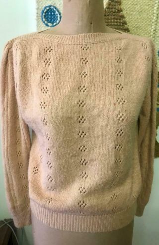 Vintage Soft Knitted Warm Blush Sweet Sweater Jumper 8 10 12