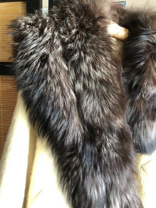 Vintage Lilli Ann Tisse A Paris Ivory Mohair Wool Coat Large Fox Fur Collar L/XL 3